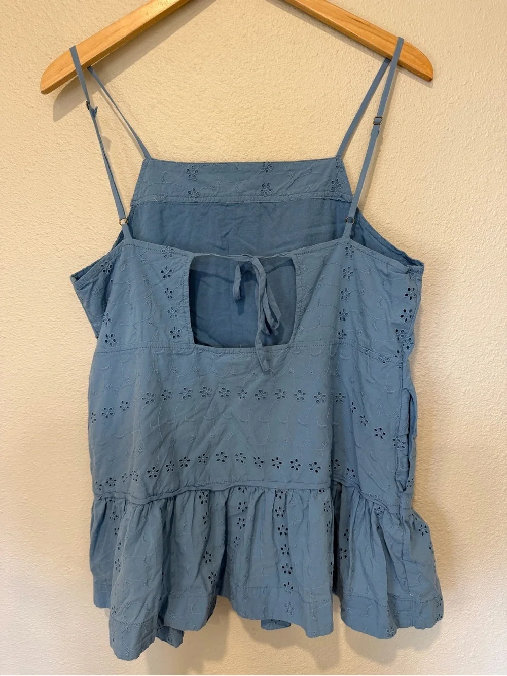 Free People Caught Up Light Blue Eyelet Cotton Tunic Minidress
